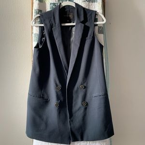 Navy Banana Republic Sleeveless Double Breasted Blazer